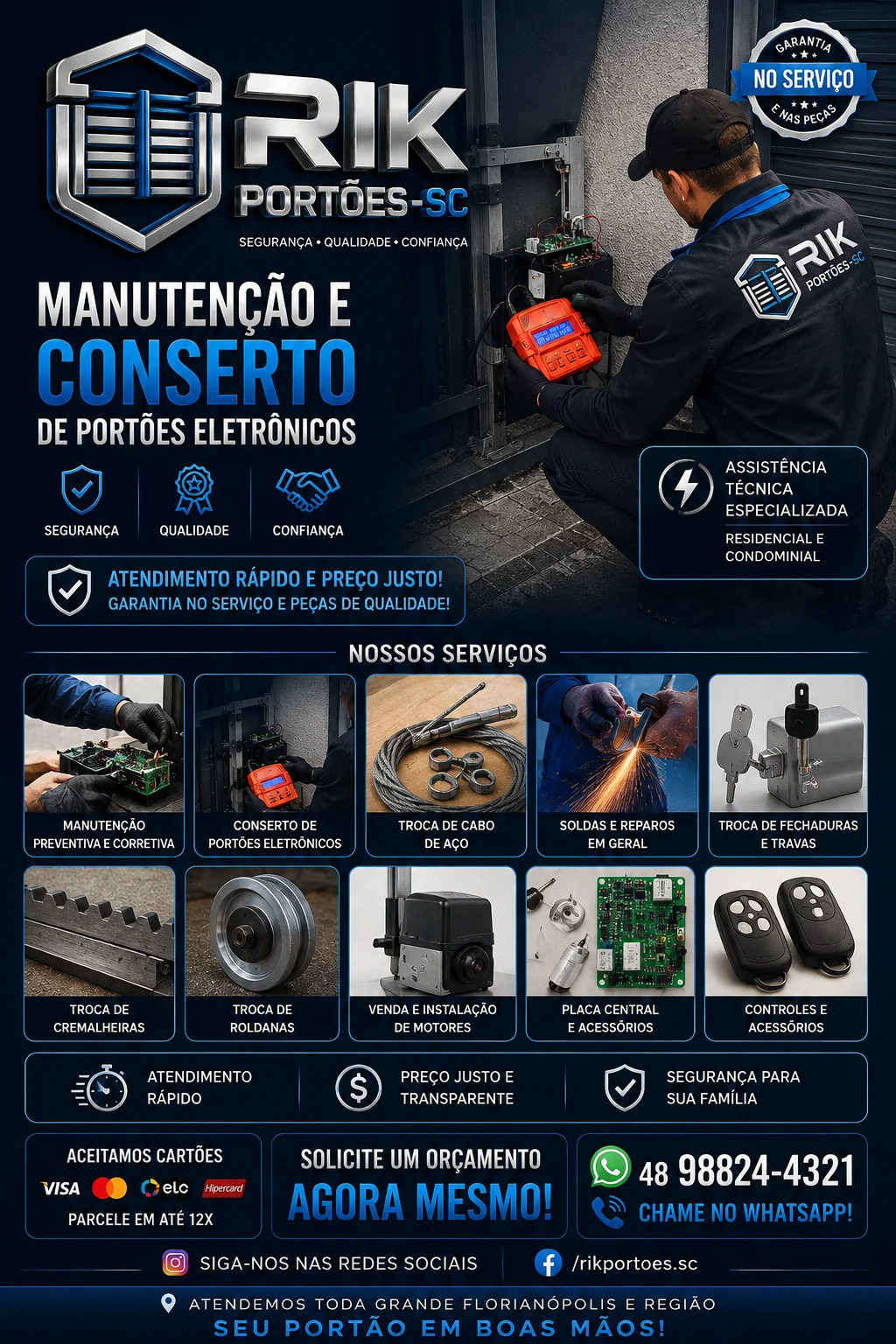 RIK PORTÕES-SC — manutenção e conserto de portões eletrônicos